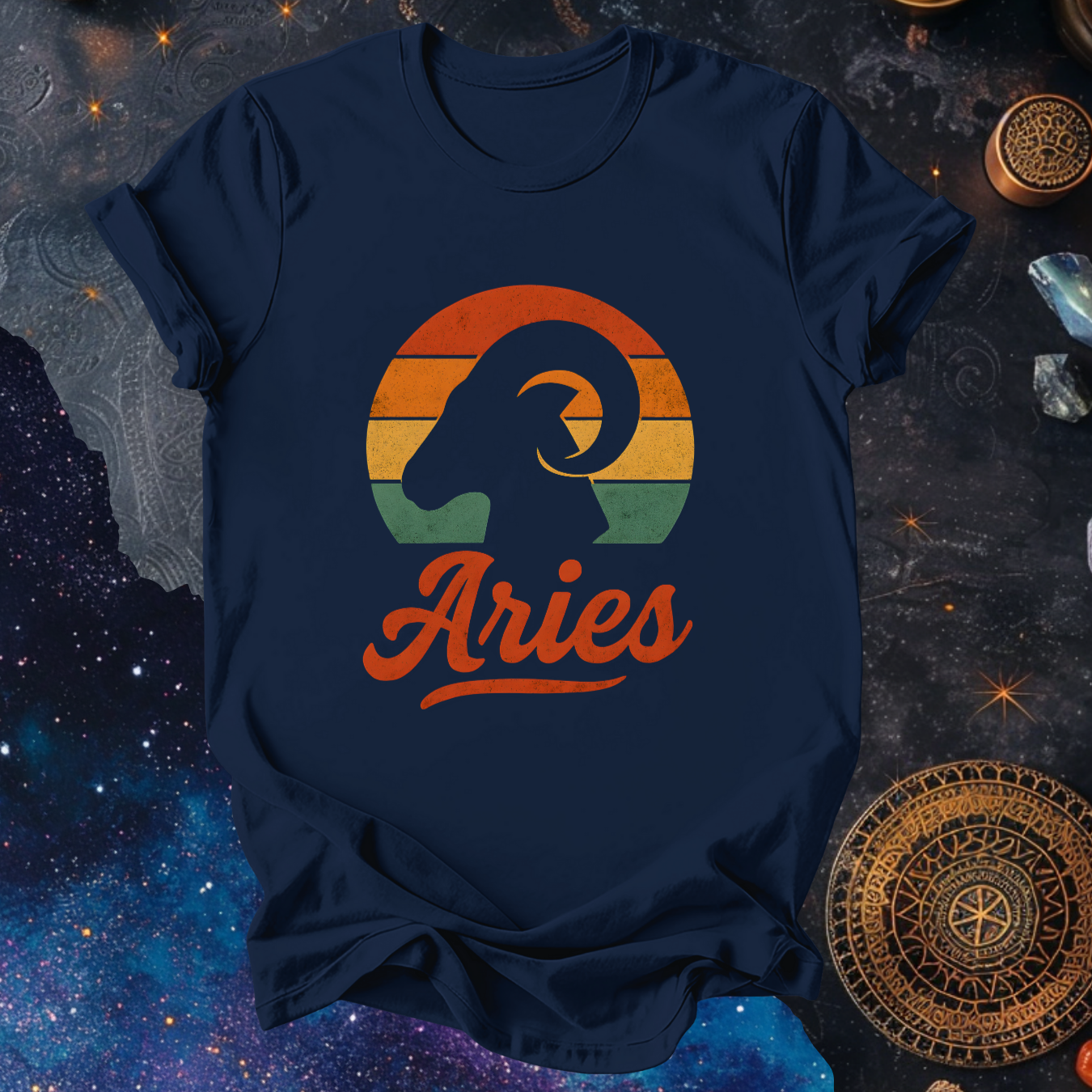Aries - The Bold Spark | Vintage Zodiac Sunset T-Shirt