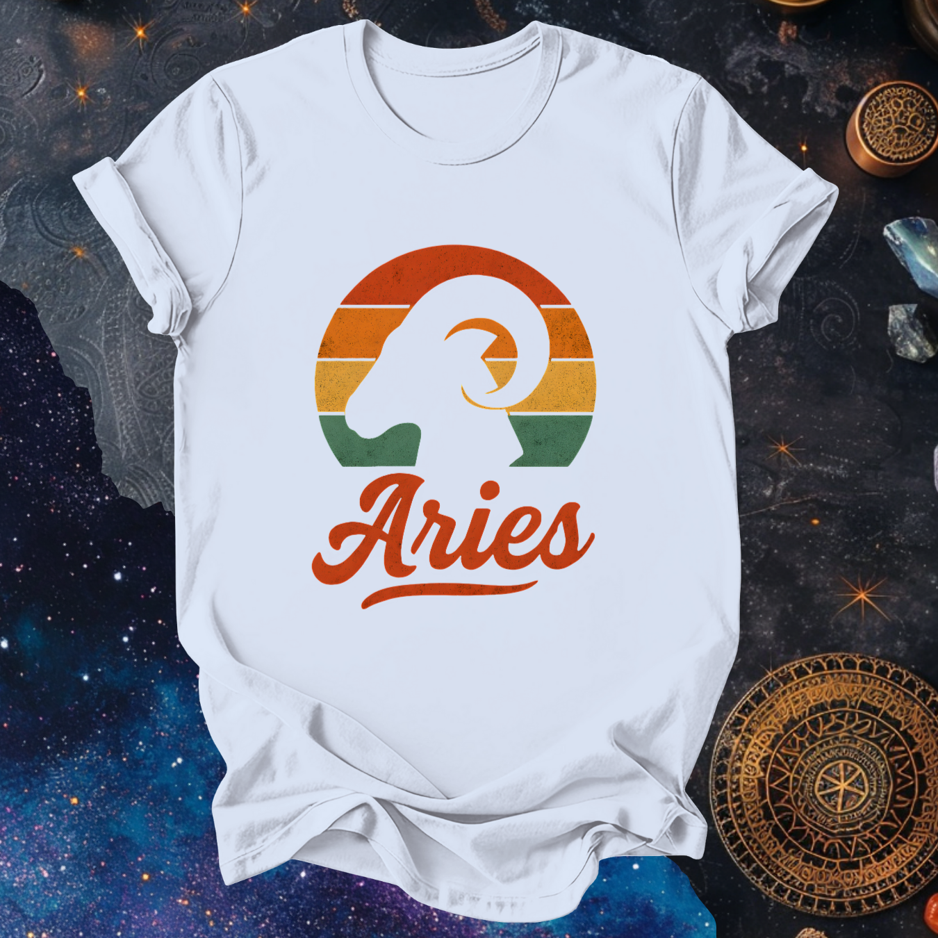 Aries - The Bold Spark | Vintage Zodiac Sunset T-Shirt