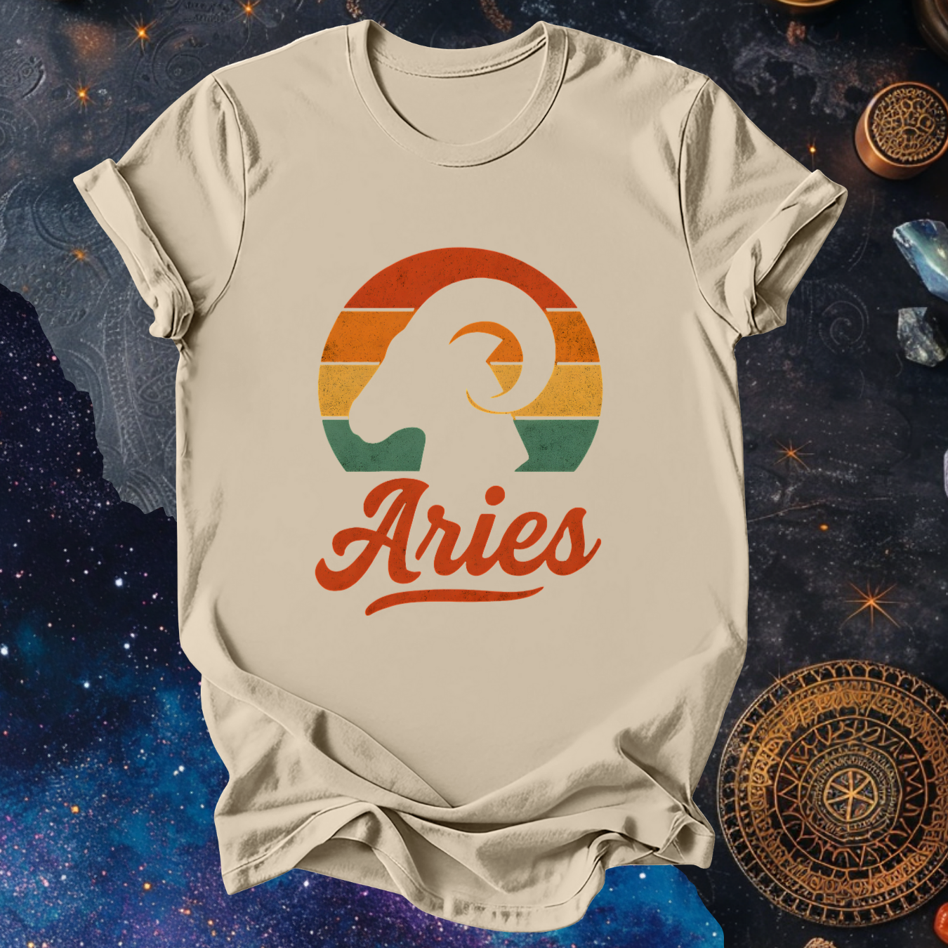 Aries - The Bold Spark | Vintage Zodiac Sunset T-Shirt