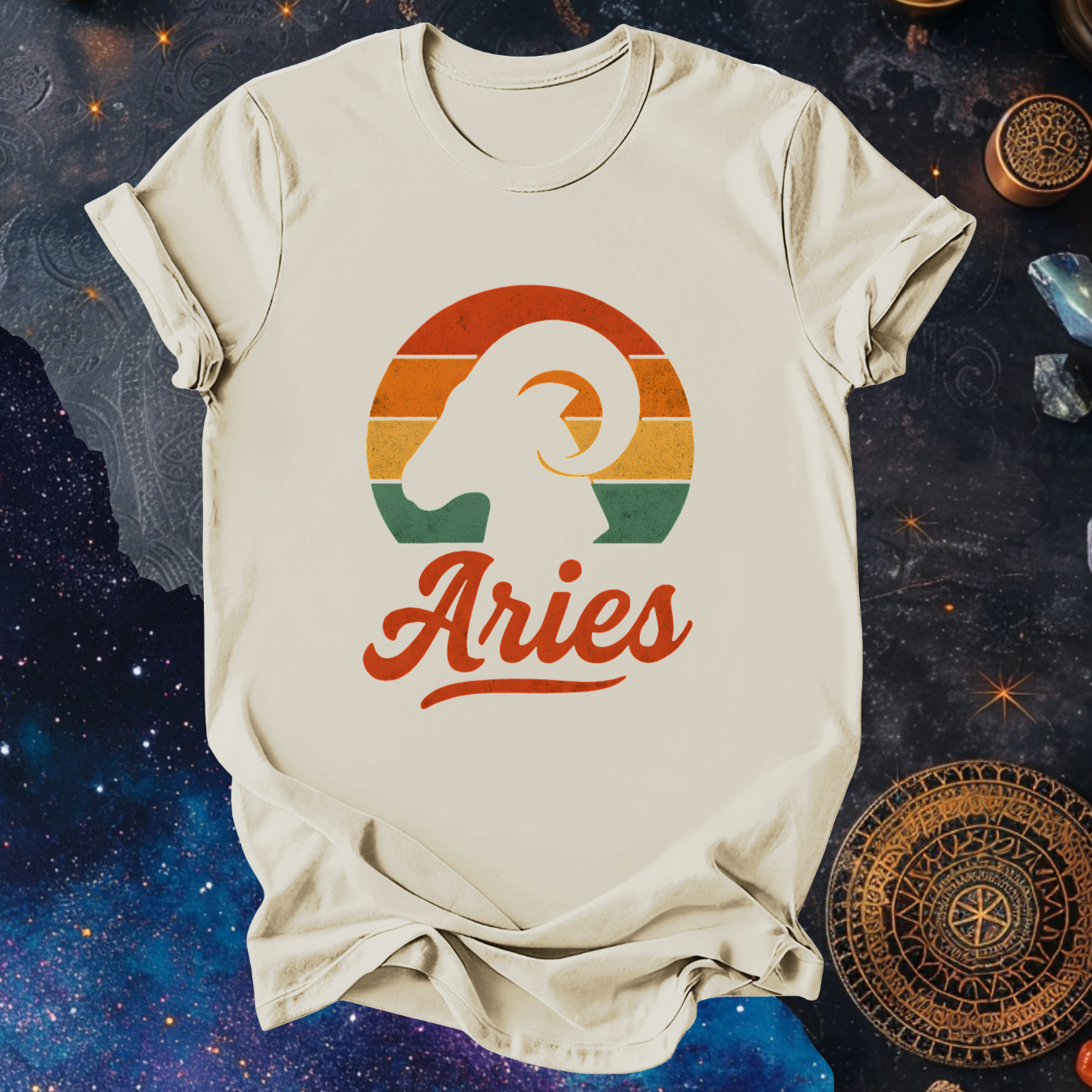 Aries - The Bold Spark | Vintage Zodiac Sunset T-Shirt