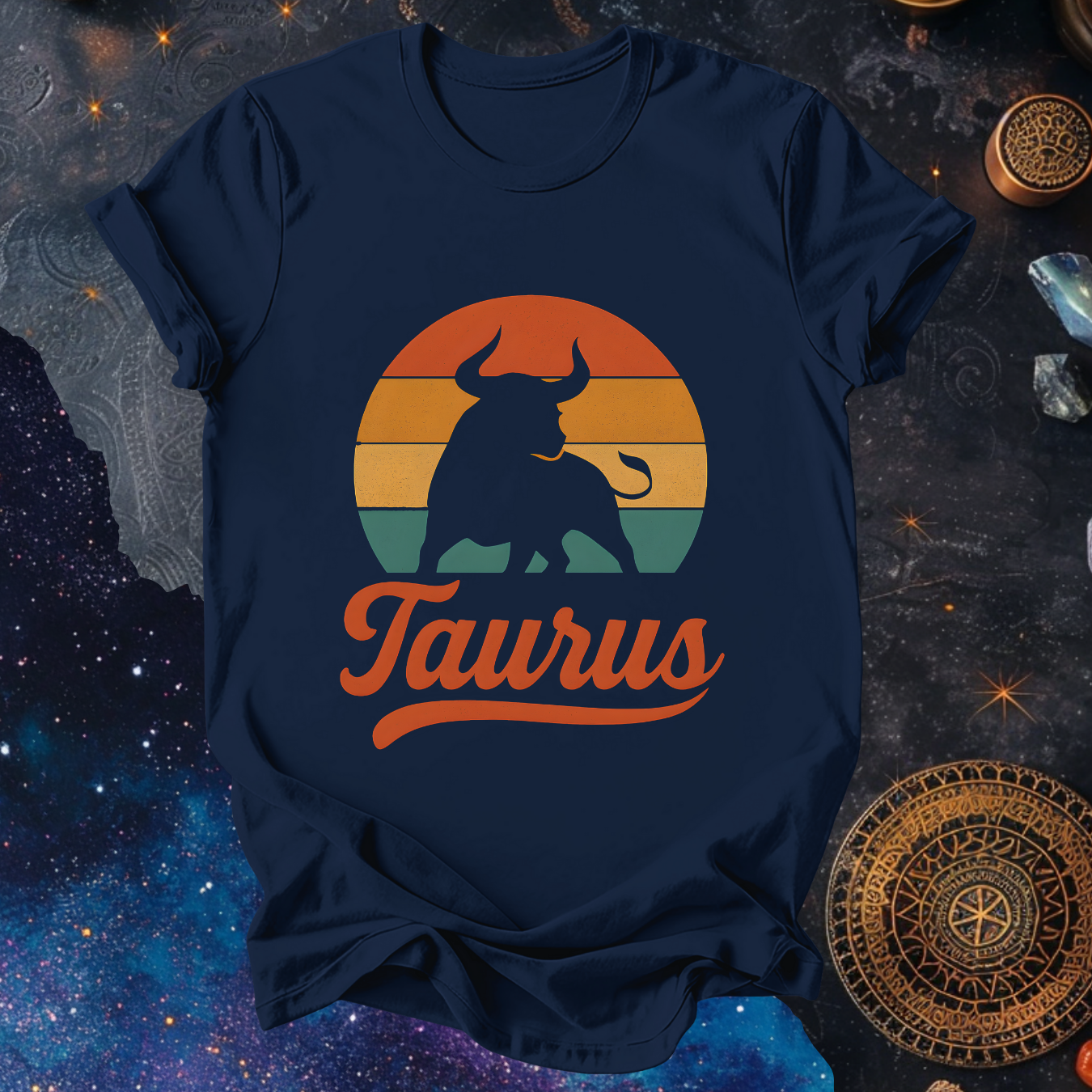 Taurus - The Grounded Force | Vintage Zodiac Sunset T-shirt