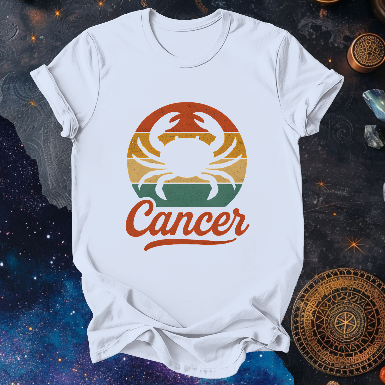 Cancer - The Gentle Shell | Vintage Zodiac Sunset T-Shirt