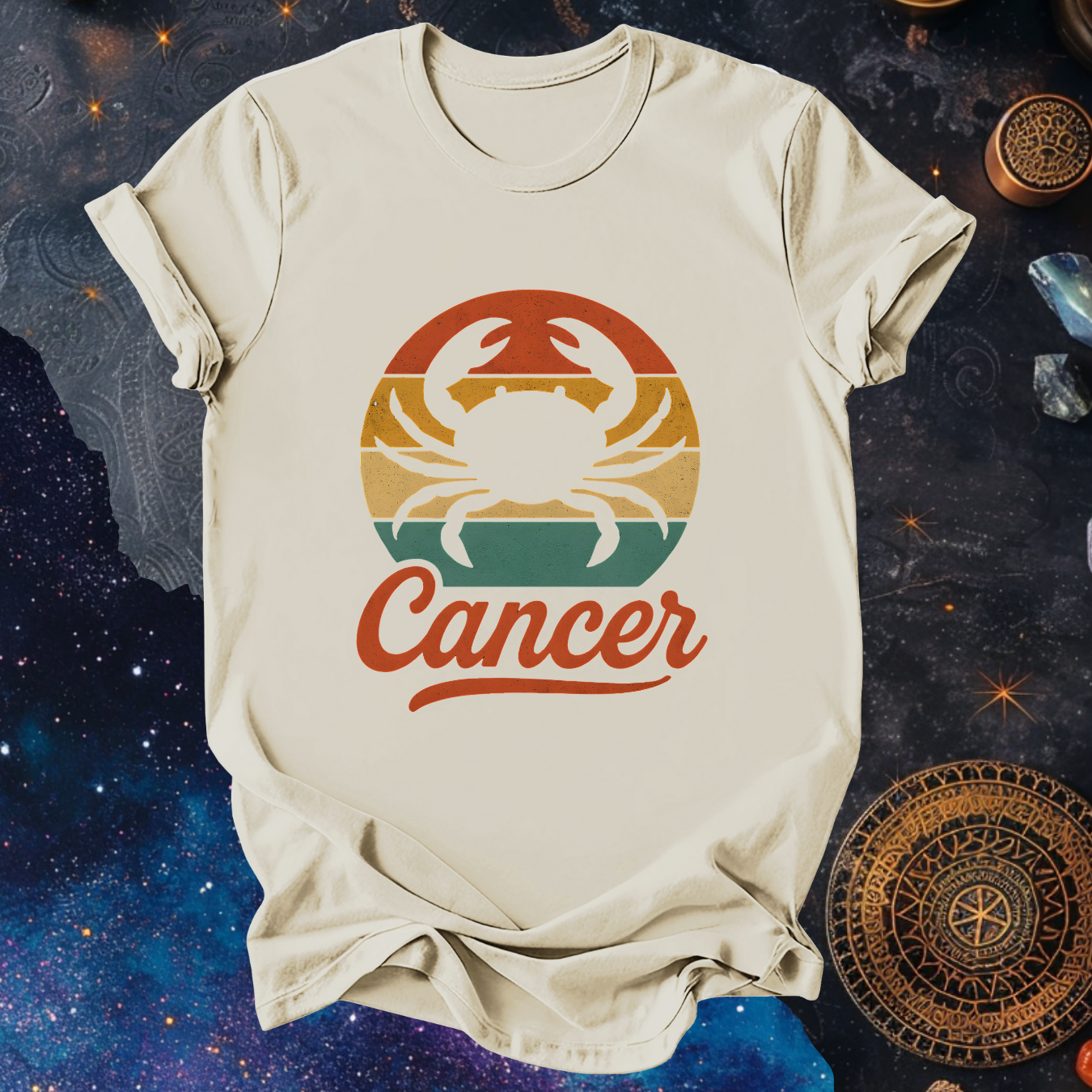 Cancer - The Gentle Shell | Vintage Zodiac Sunset T-Shirt