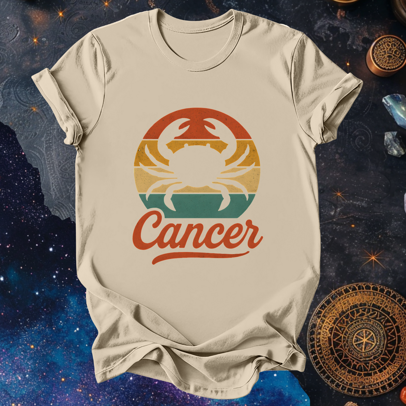 Cancer - The Gentle Shell | Vintage Zodiac Sunset T-Shirt