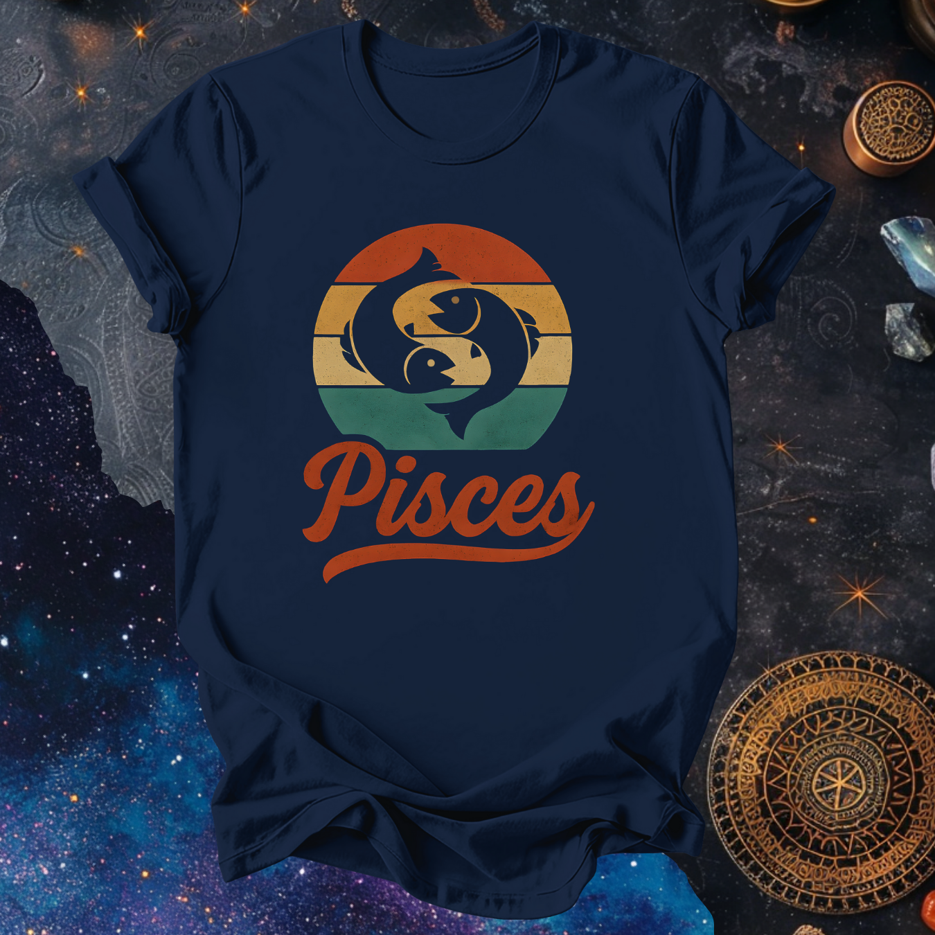 Pisces - The Dreaming Current | Vintage Zodiac Sunset T-Shirt