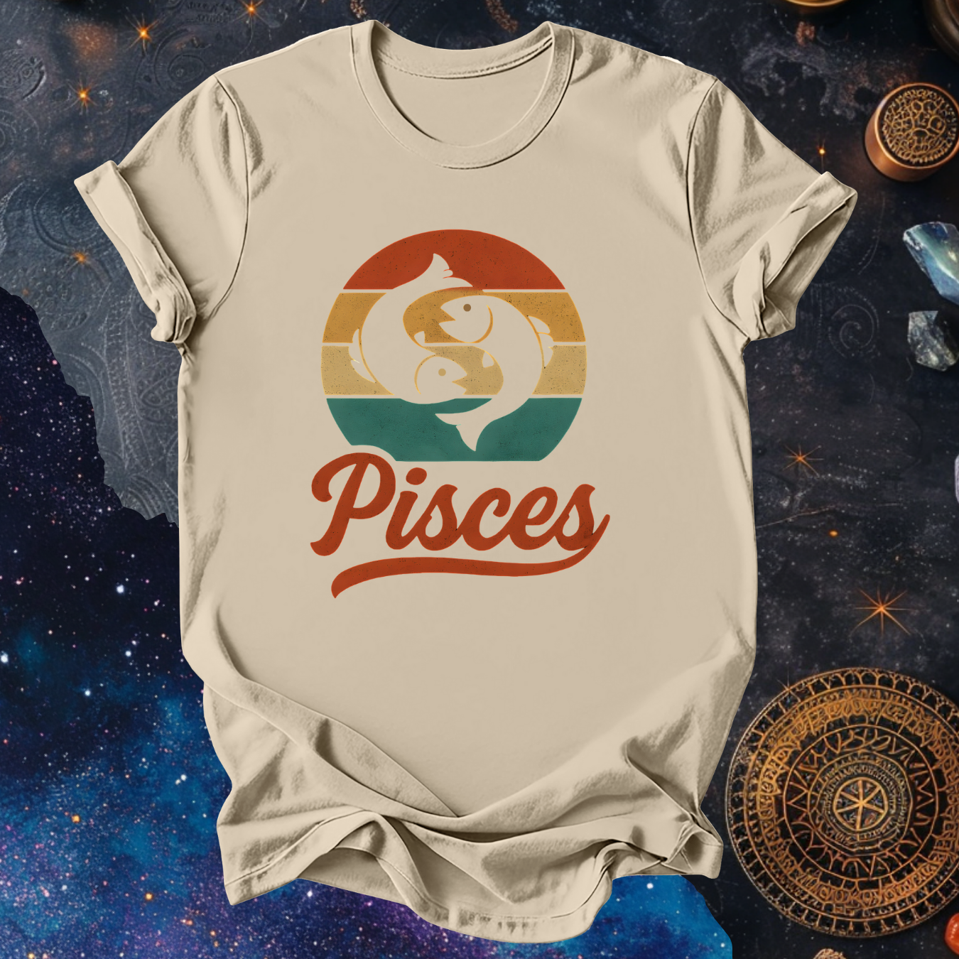 Pisces - The Dreaming Current | Vintage Zodiac Sunset T-Shirt