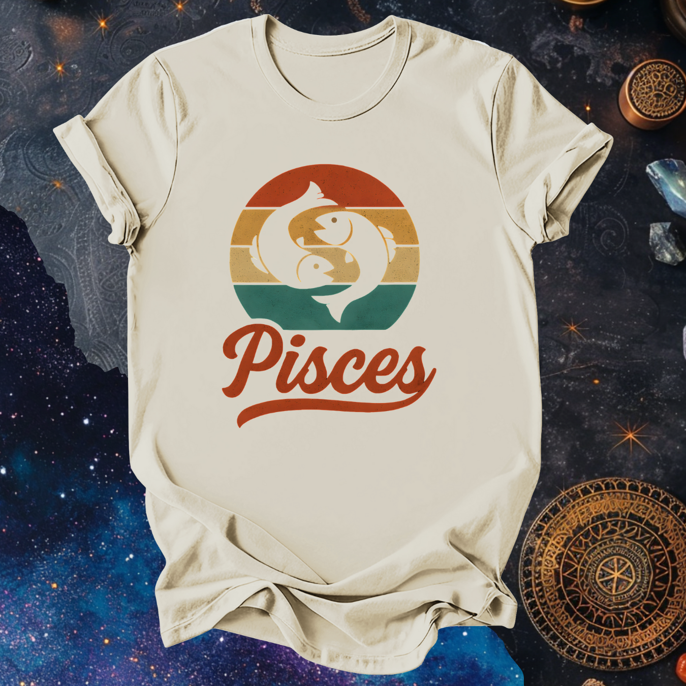 Pisces - The Dreaming Current | Vintage Zodiac Sunset T-Shirt