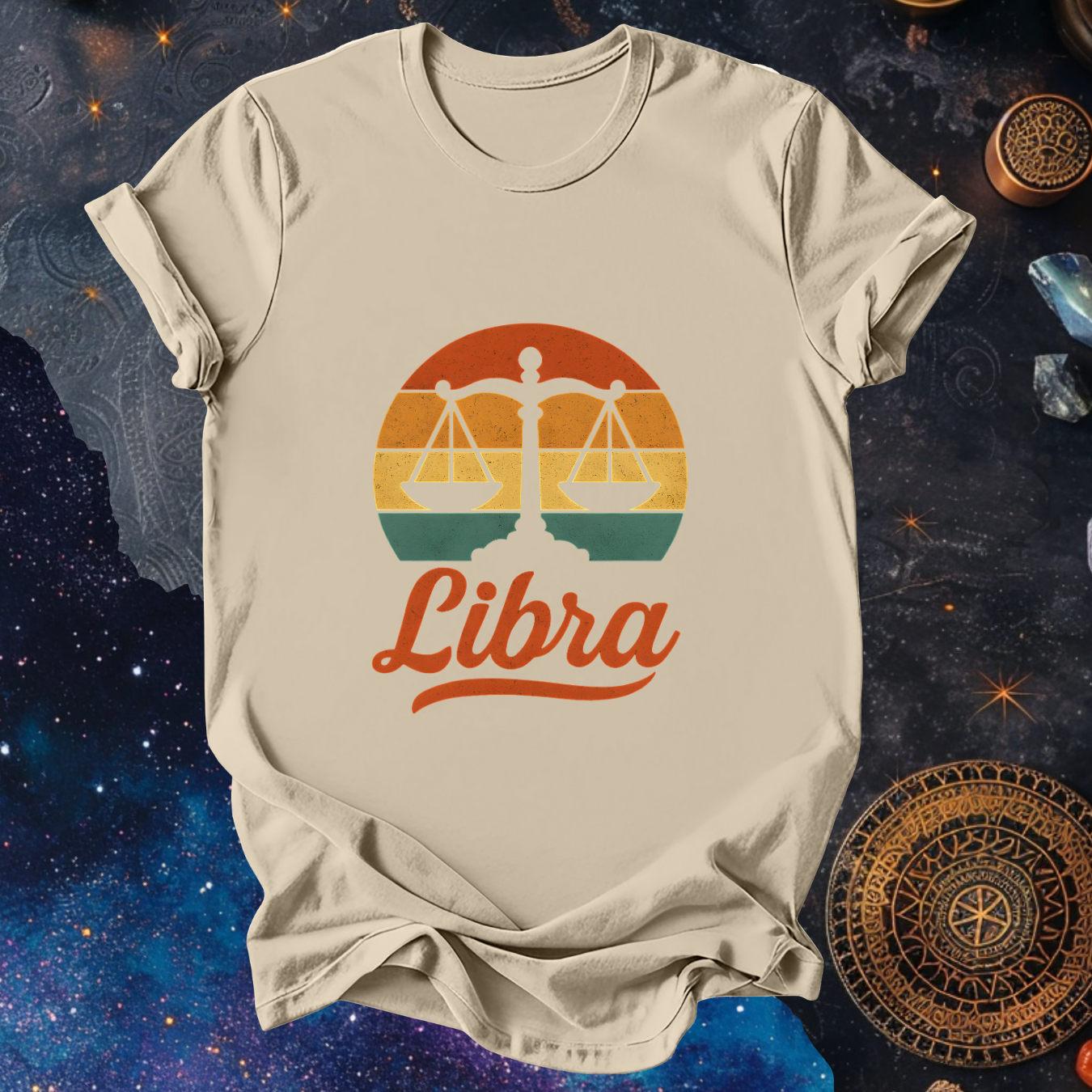 Libra - The Balanced Light | Vintage Zodiac Sunset T-shirt