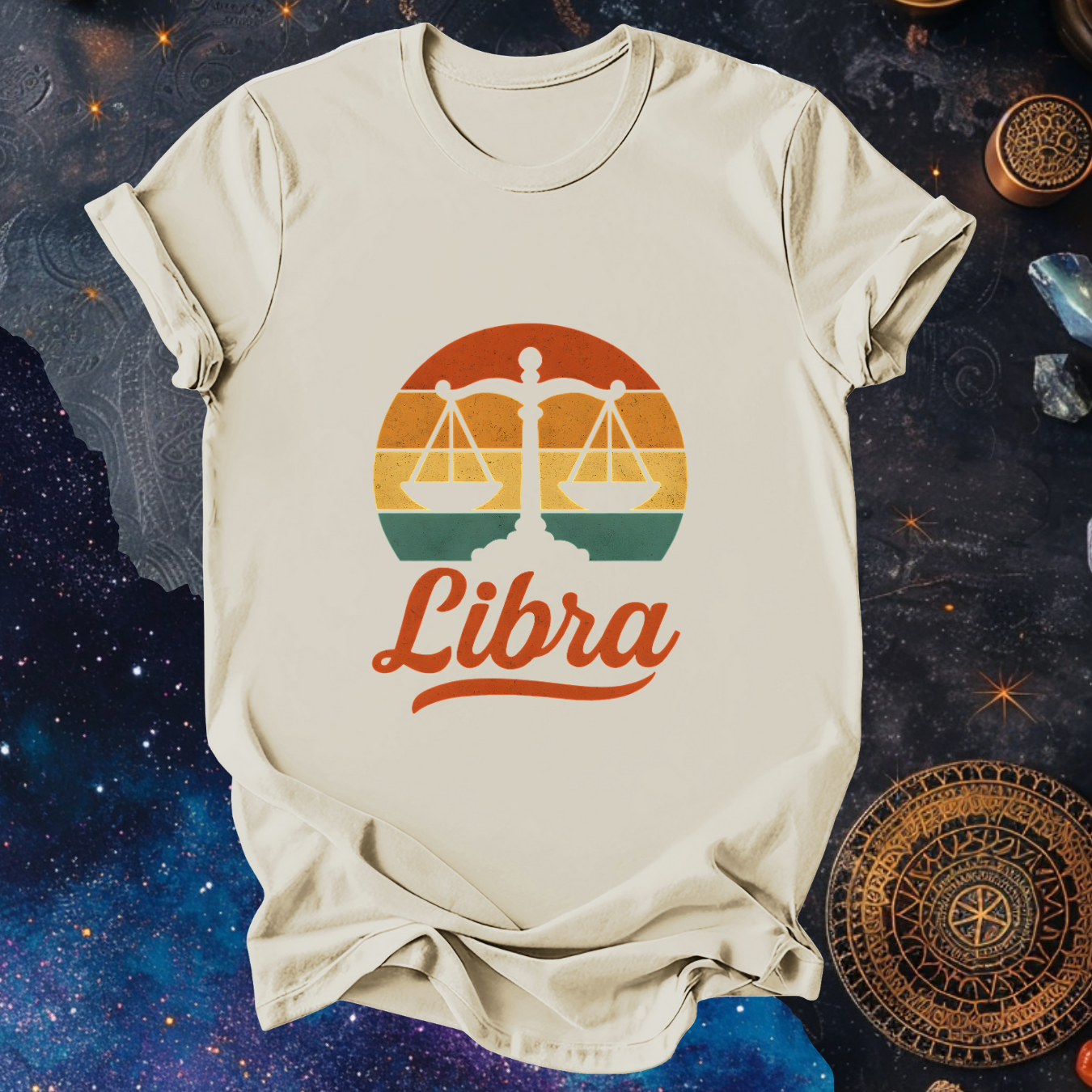Libra - The Balanced Light | Vintage Zodiac Sunset T-shirt