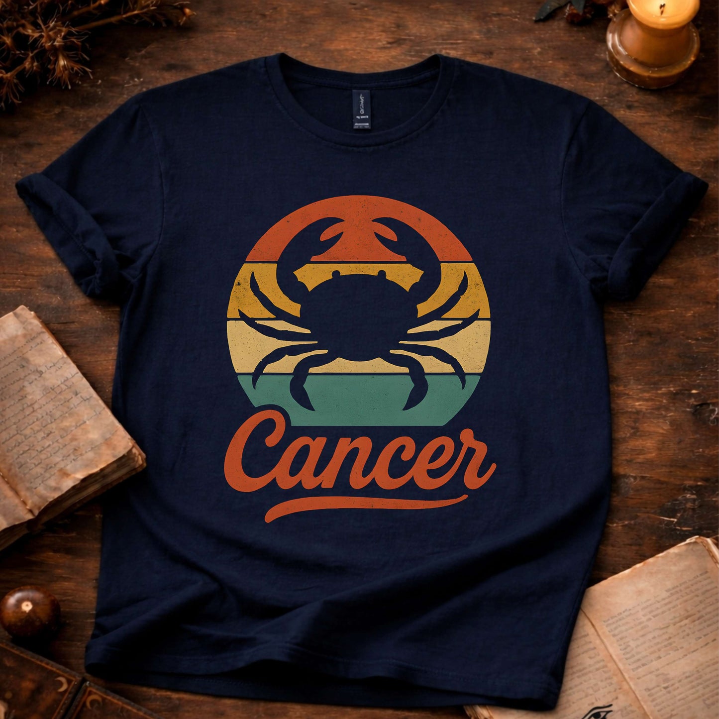 Cancer - The Gentle Shell | Vintage Zodiac Sunset T-Shirt