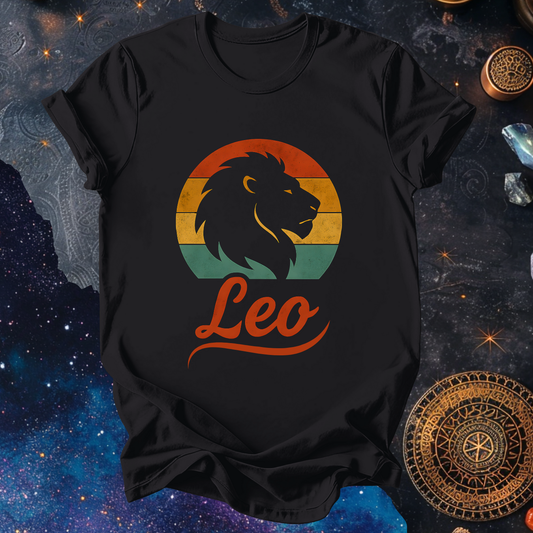 Leo - The Solar Roar | Vintage Zodiac Sunset T-Shirt