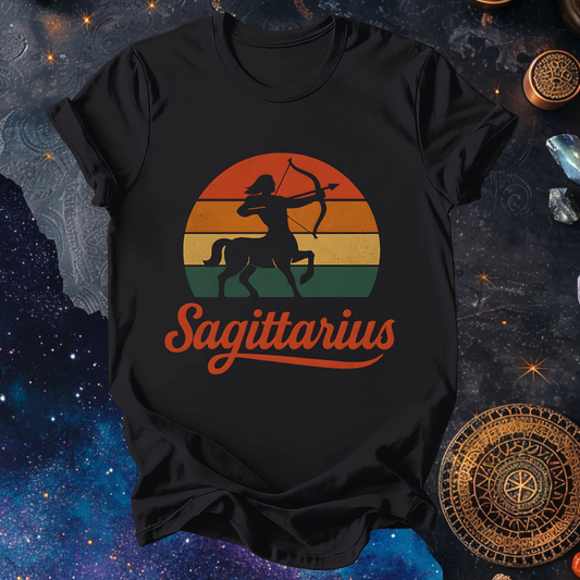 Sagittarius - The Wild Horison | Vintage Zodiac Sunset T-Shirt