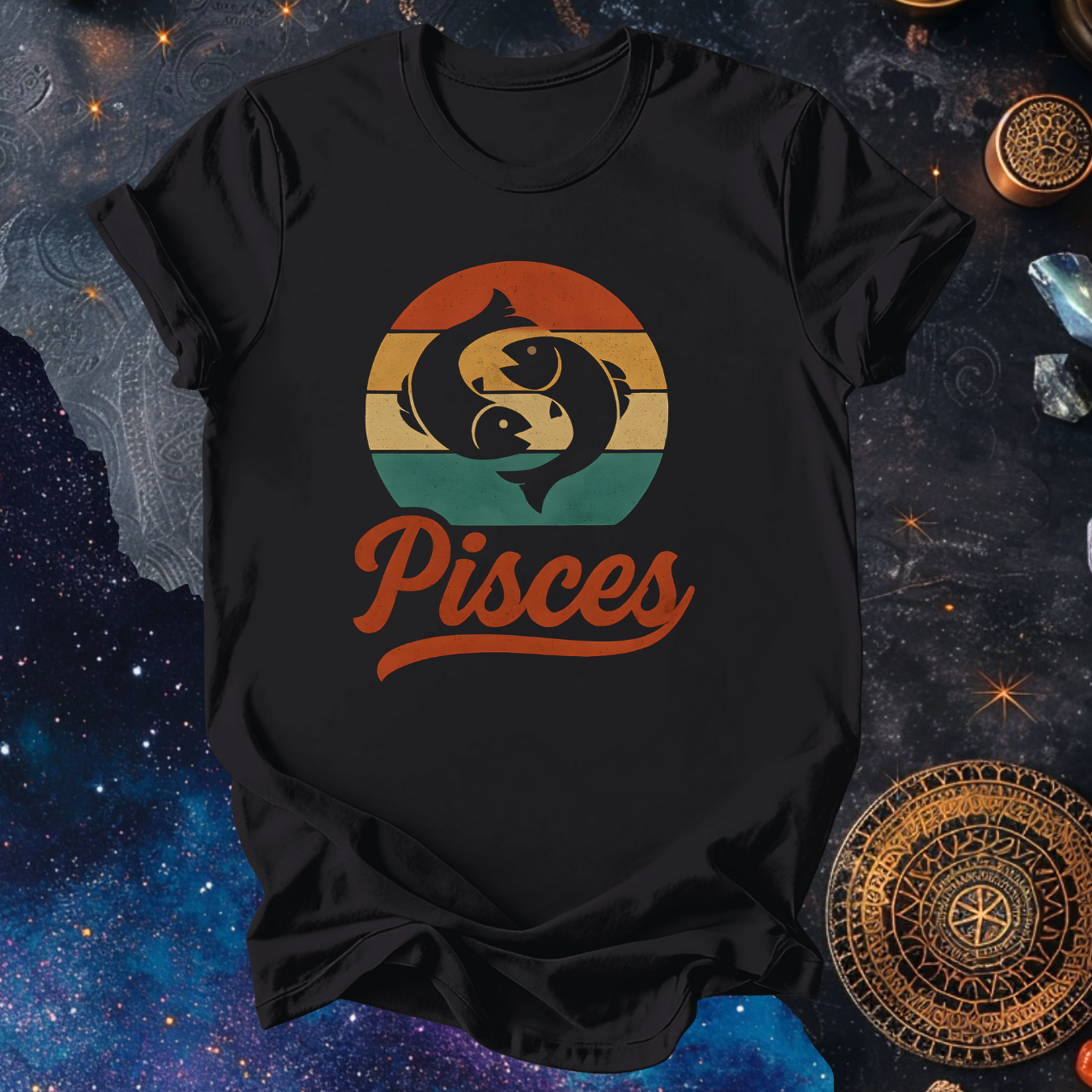Pisces - The Dreaming Current | Vintage Zodiac Sunset T-Shirt