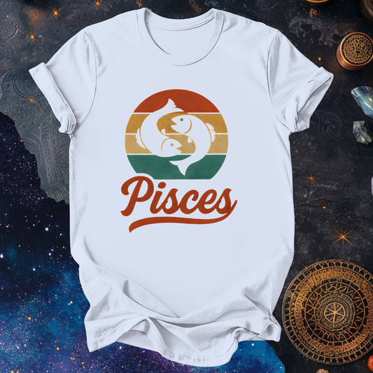 Pisces - The Dreaming Current | Vintage Zodiac Sunset T-Shirt