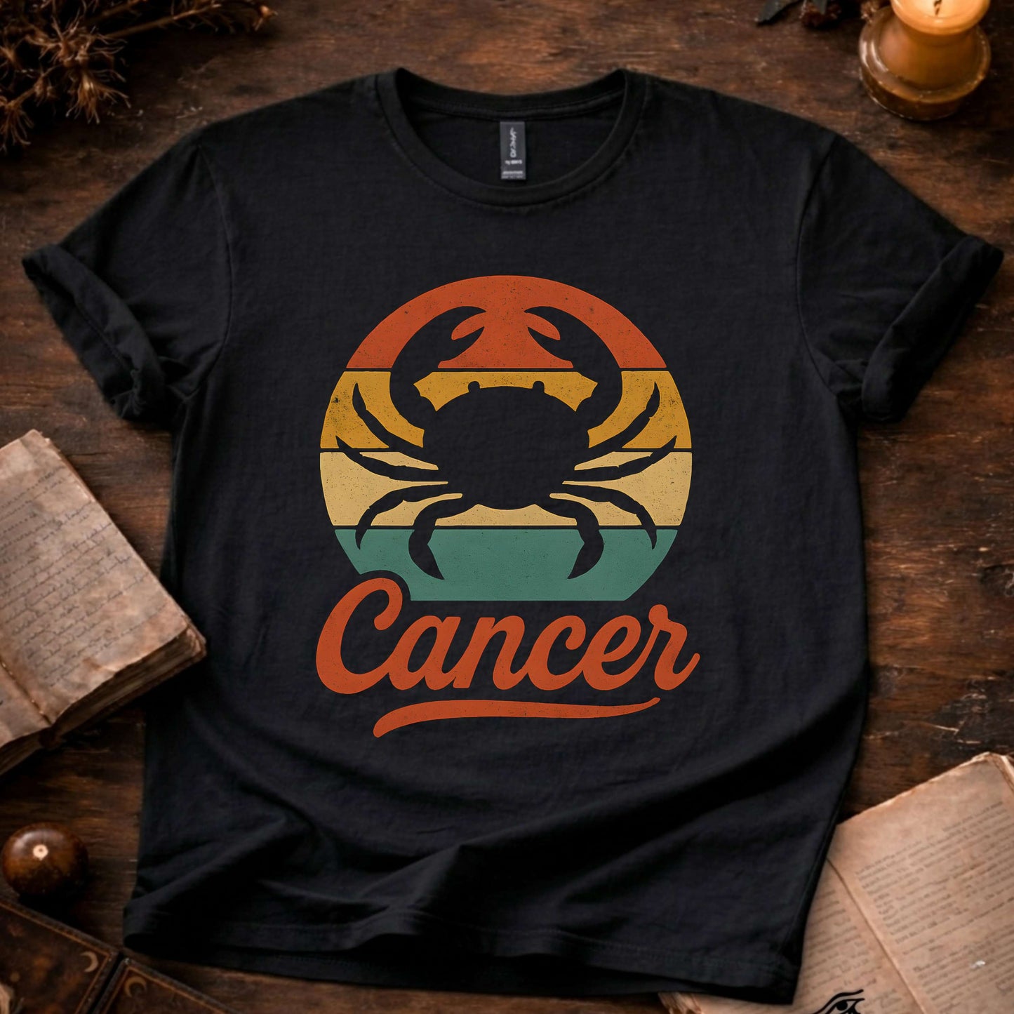 Cancer - The Gentle Shell | Vintage Zodiac Sunset T-Shirt