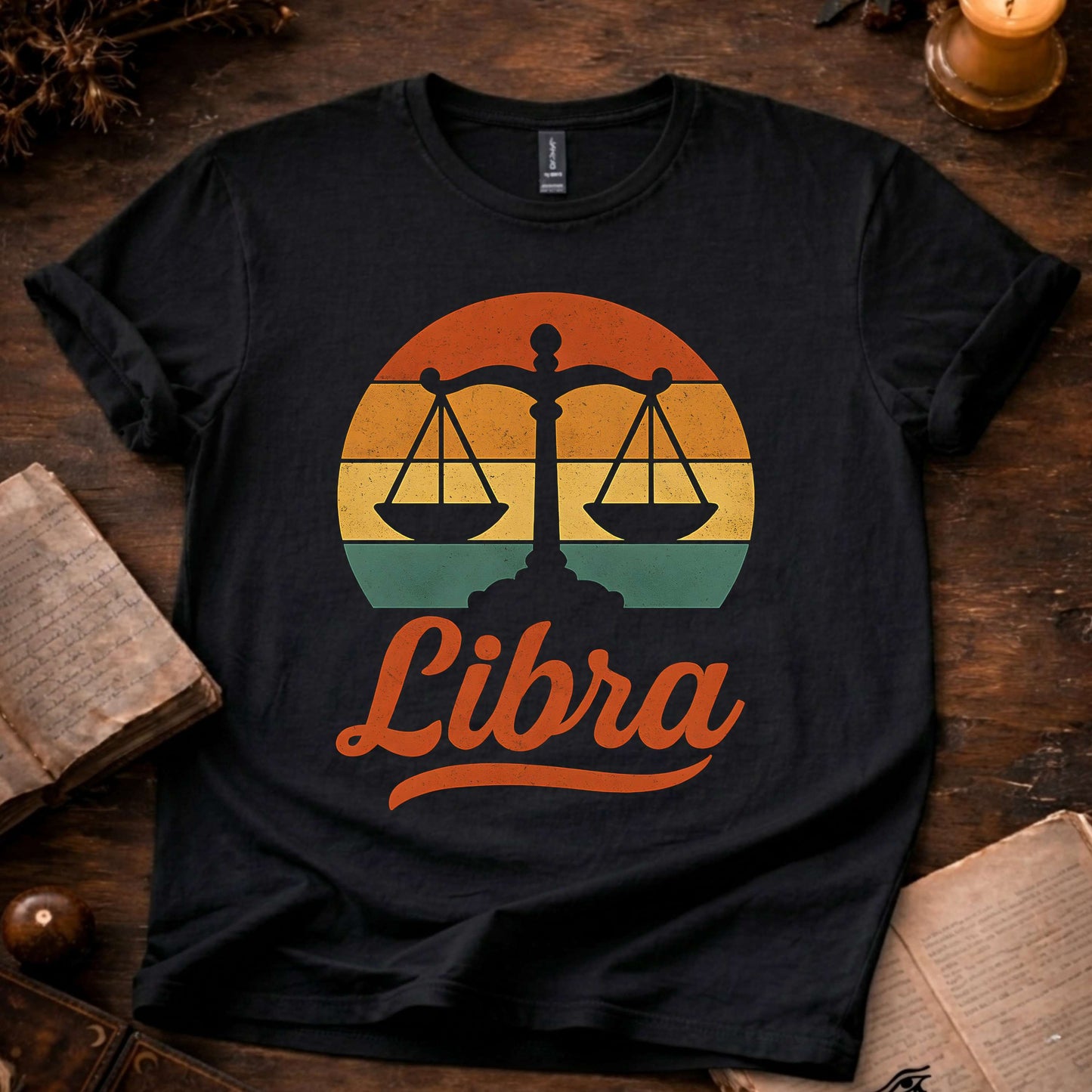 Libra - The Balanced Light | Vintage Zodiac Sunset T-shirt