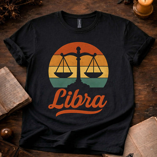 Libra - The Balanced Light | Vintage Zodiac Sunset T-shirt
