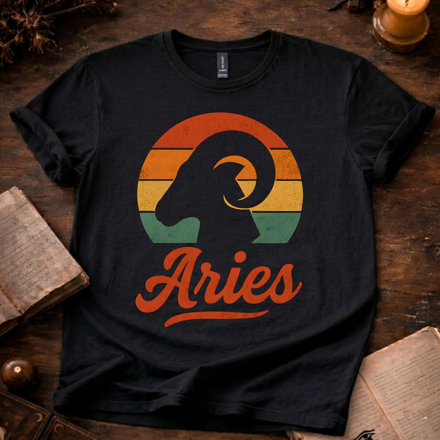 Aries - The Bold Spark | Vintage Zodiac Sunset T-Shirt