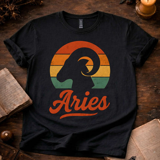 Aries - The Bold Spark | Vintage Zodiac Sunset T-Shirt