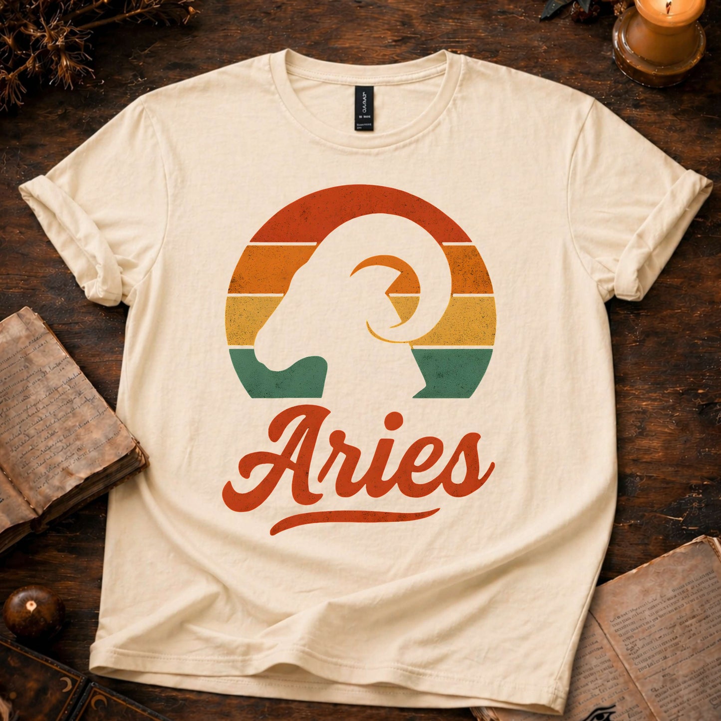Aries - The Bold Spark | Vintage Zodiac Sunset T-Shirt