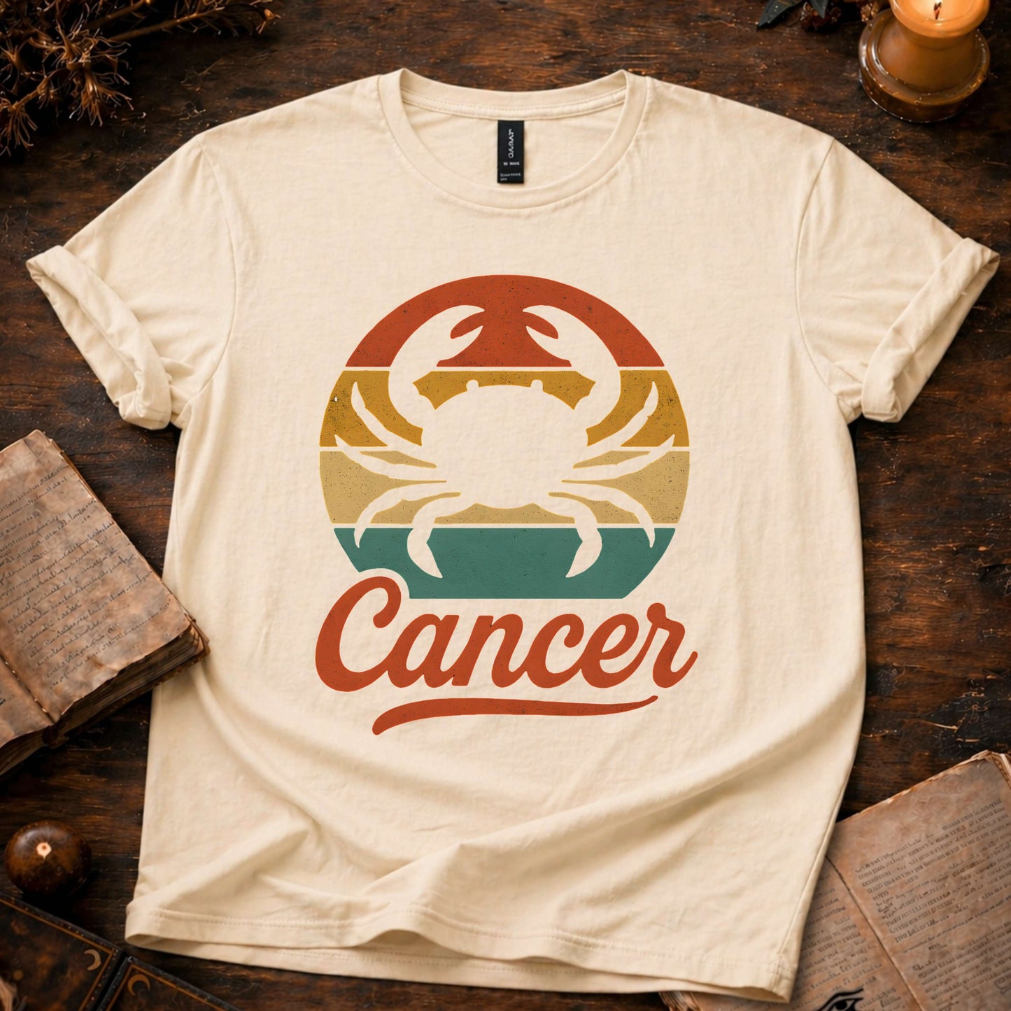 Cancer - The Gentle Shell | Vintage Zodiac Sunset T-Shirt
