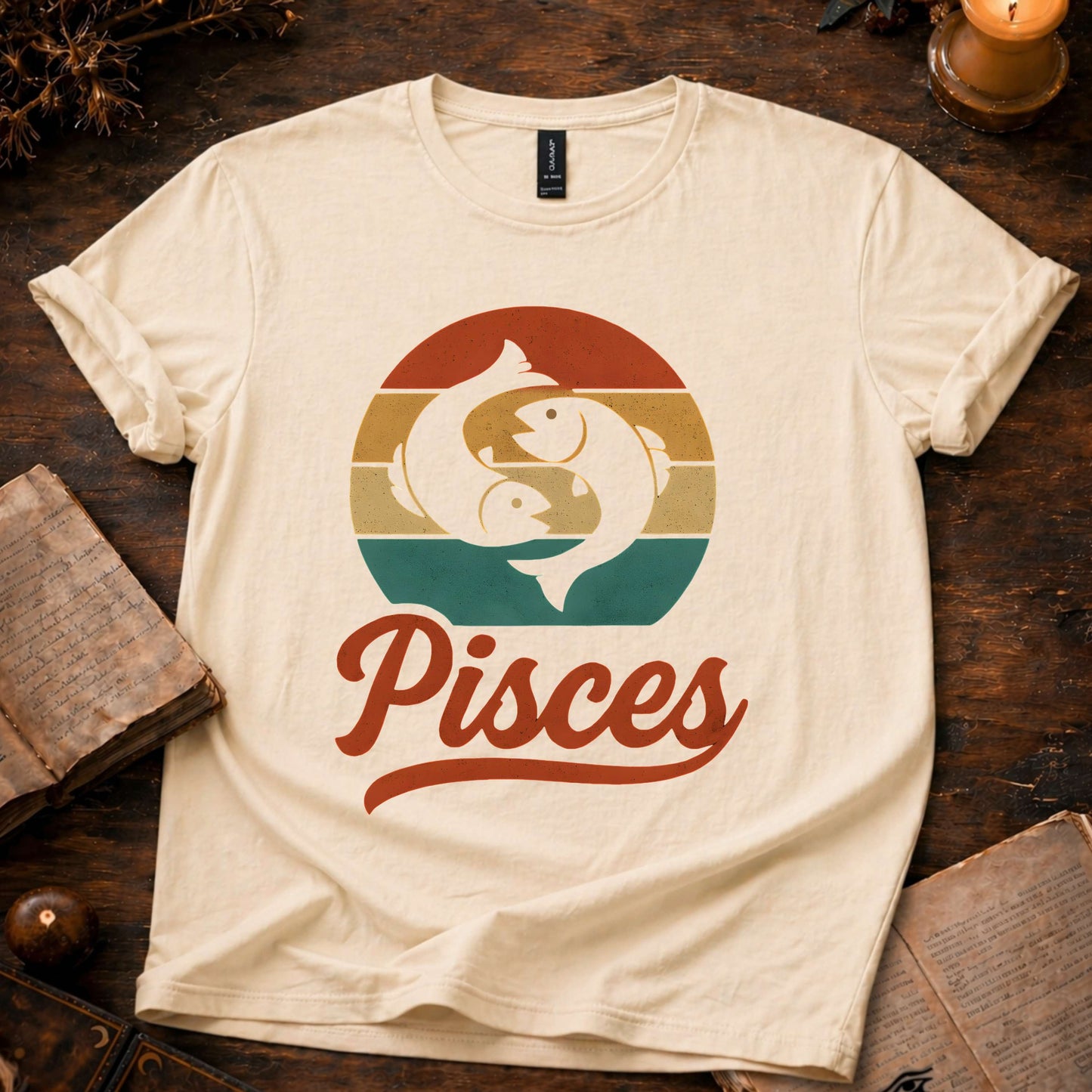 Pisces - The Dreaming Current | Vintage Zodiac Sunset T-Shirt