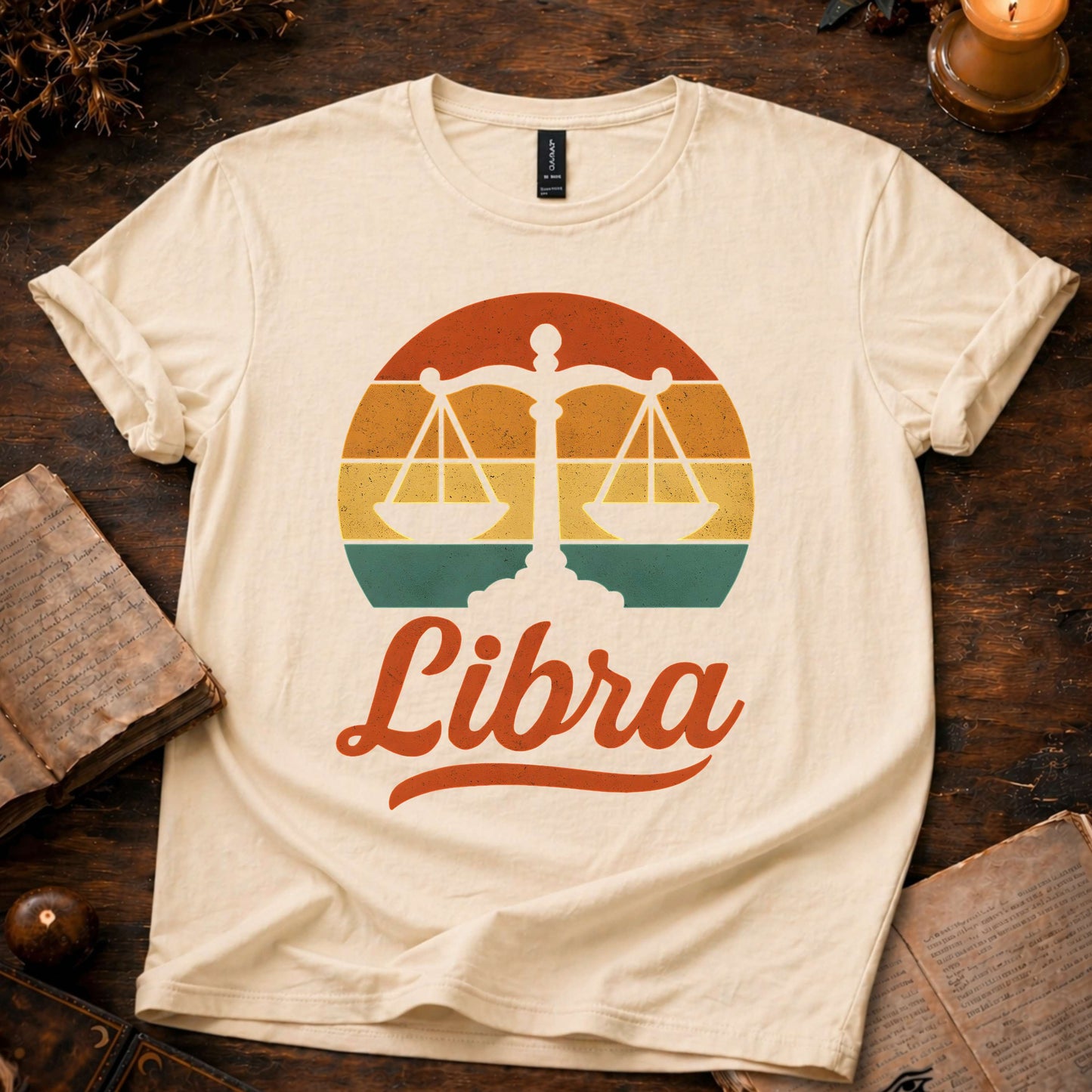 Libra - The Balanced Light | Vintage Zodiac Sunset T-shirt
