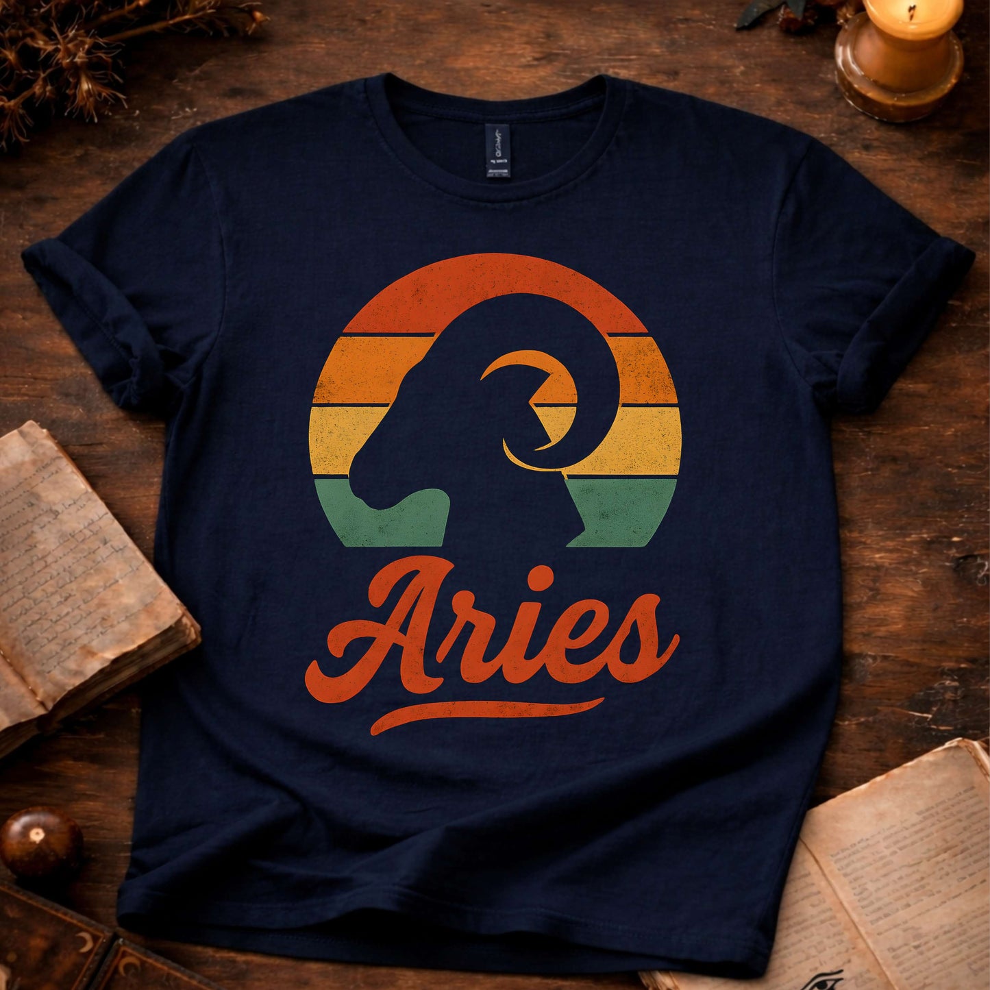 Aries - The Bold Spark | Vintage Zodiac Sunset T-Shirt