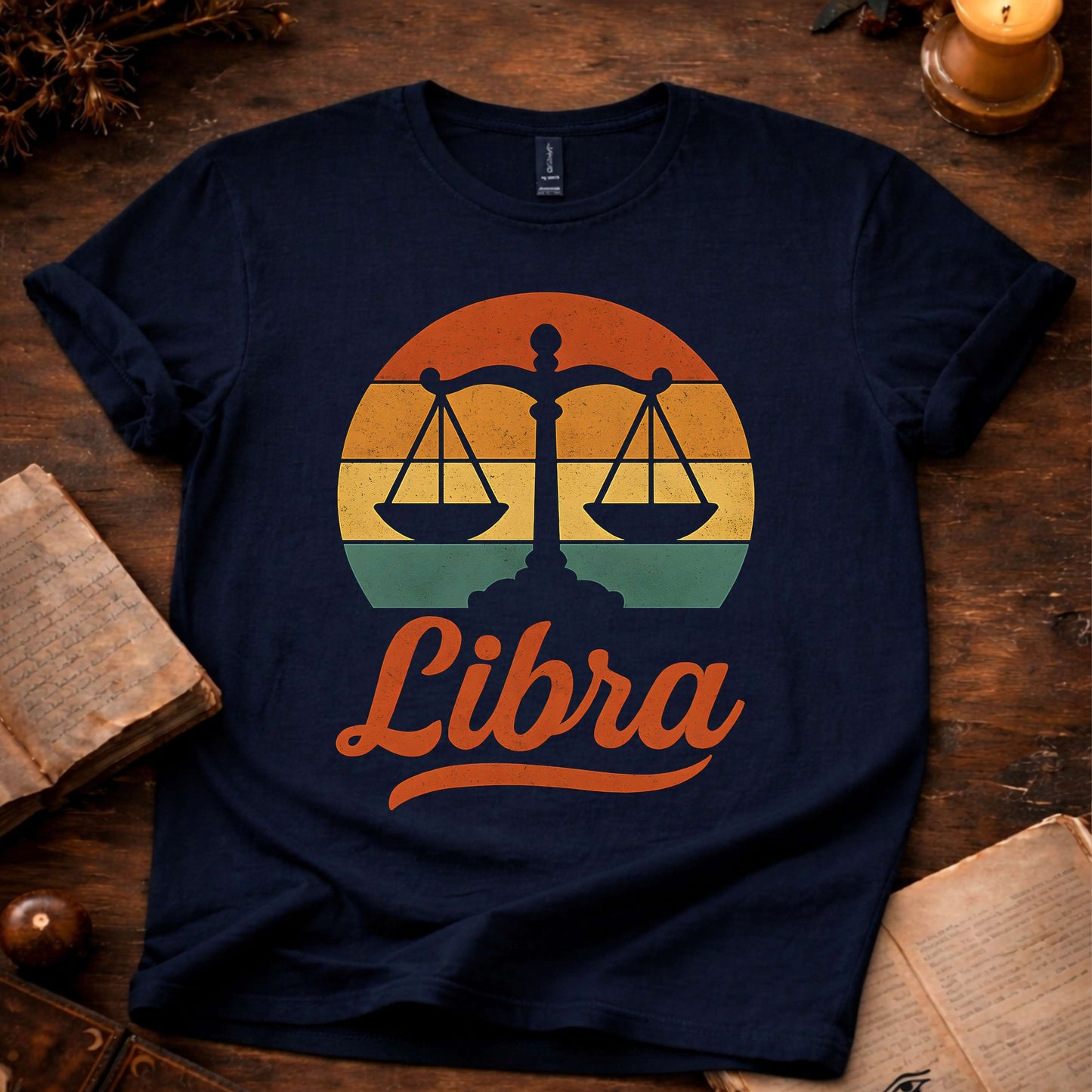 Libra - The Balanced Light | Vintage Zodiac Sunset T-shirt