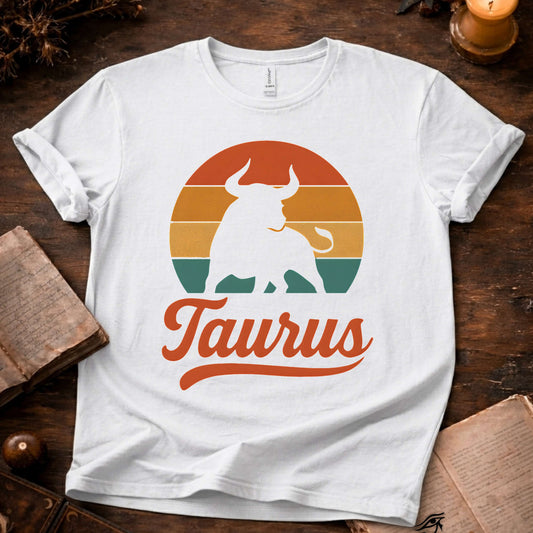 Taurus - The Grounded Force | Vintage Zodiac Sunset T-shirt